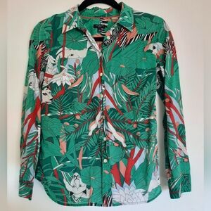 Jungle Print Button Up - Small Petite - Talbots